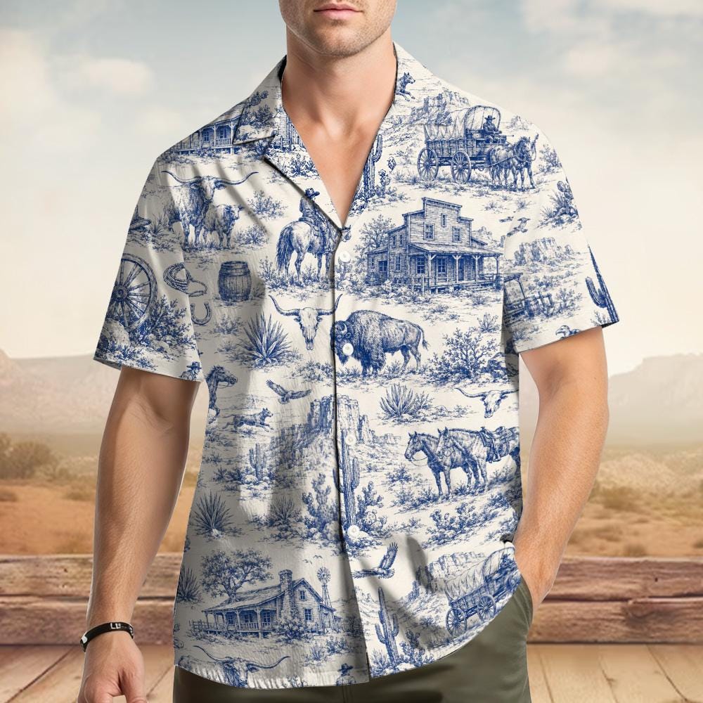 Cowboy Western Rodeo Lasso Horse Texas Longhorn – Hawaiian Shirt