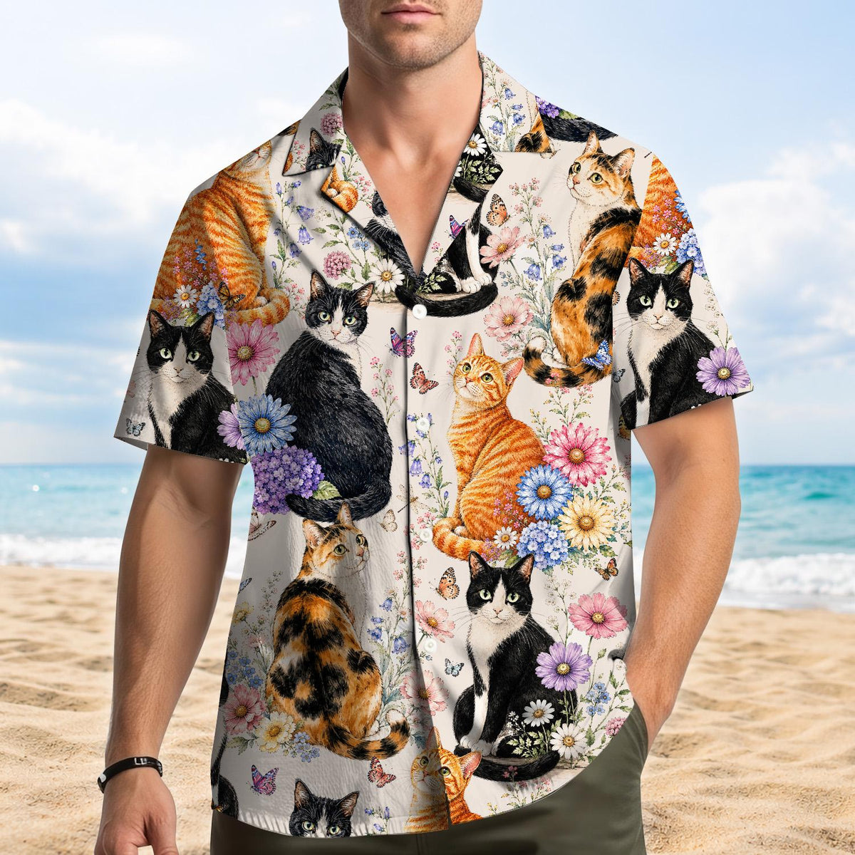 Cute Cat Floral Vintage Botanical Pet – Hawaiian Shirt