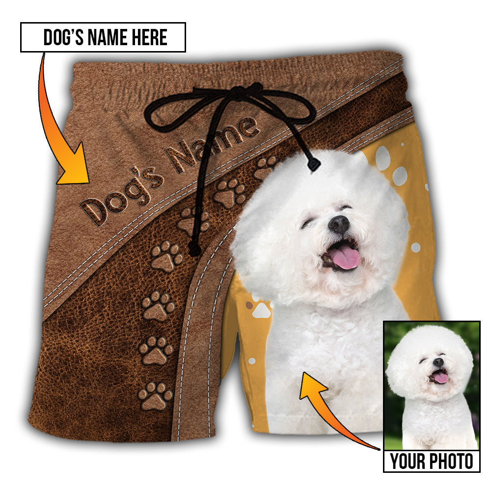 Dog Paw Various Leather Style Custom Photo Personalized - Beach Short