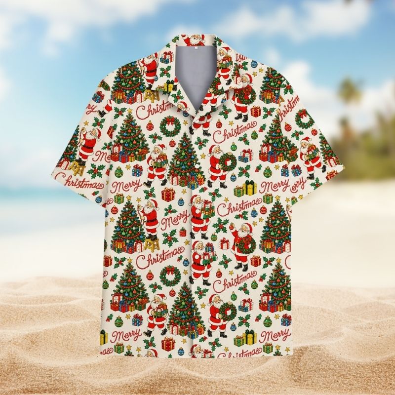 Santa Christmas Tree Holiday Party – Hawaiian Shirt