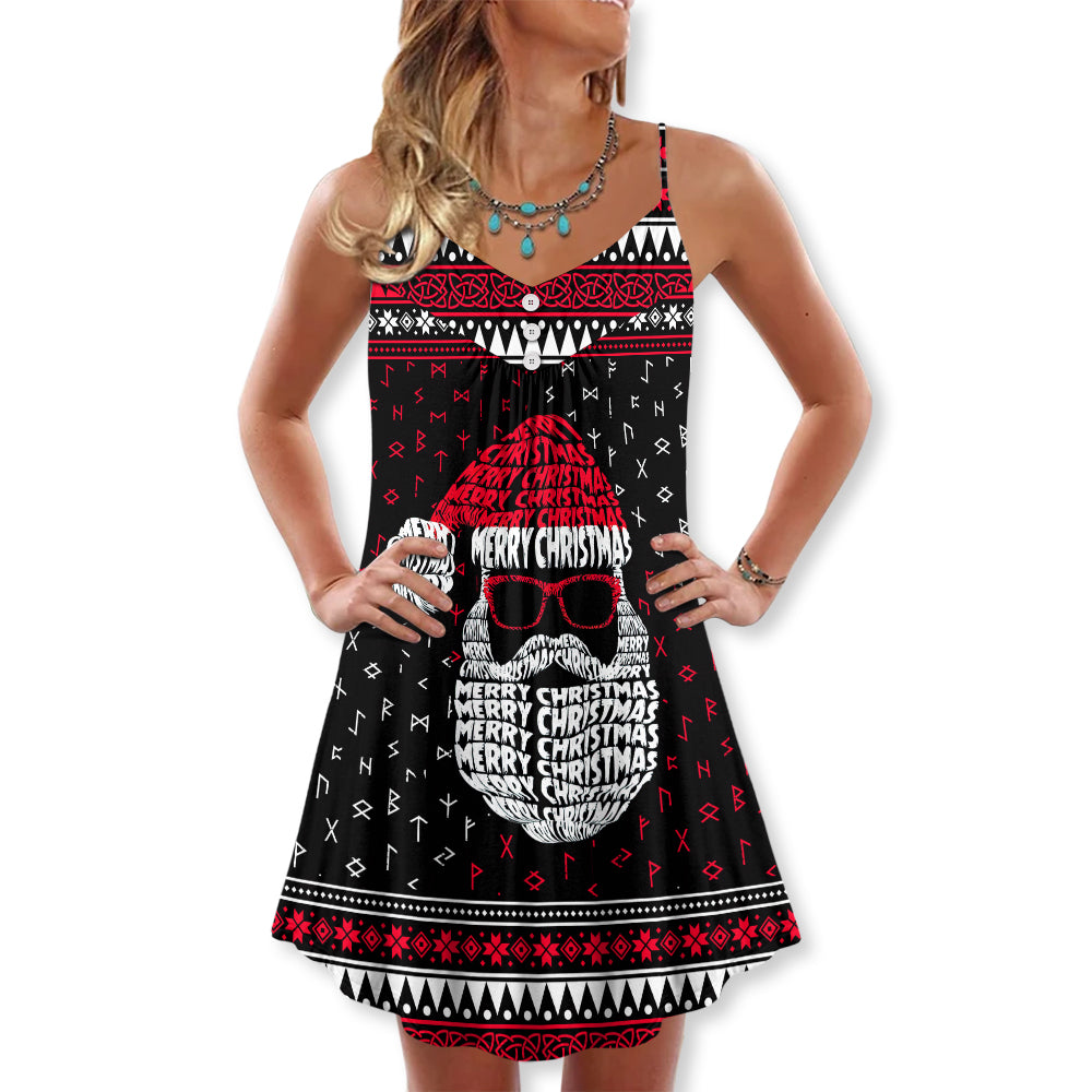 Christmas Santa Retro Nordic Pattern – Women's Summer Sleeveless V-Neck Camisole Dress