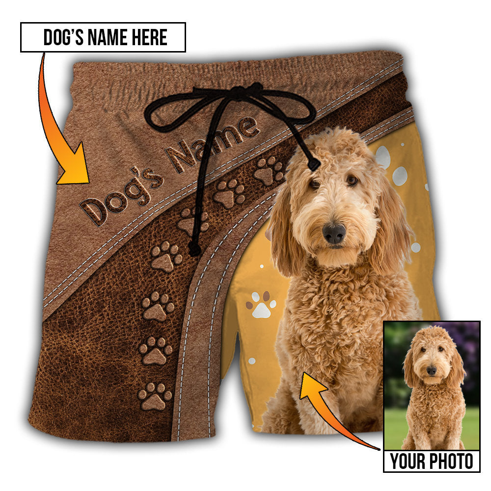 Dog Paw Various Leather Style Custom Photo Personalized - Beach Short
