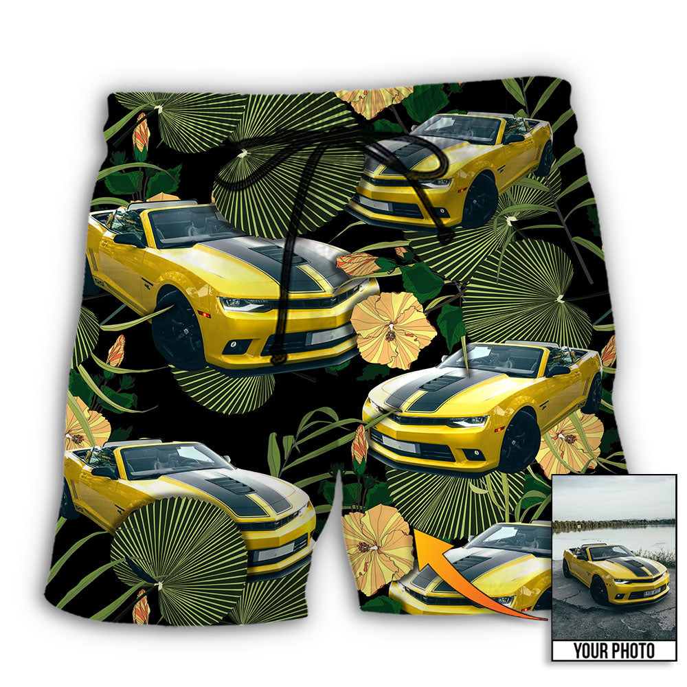 Car Floral Various Style Custom Photo – Beach Short
