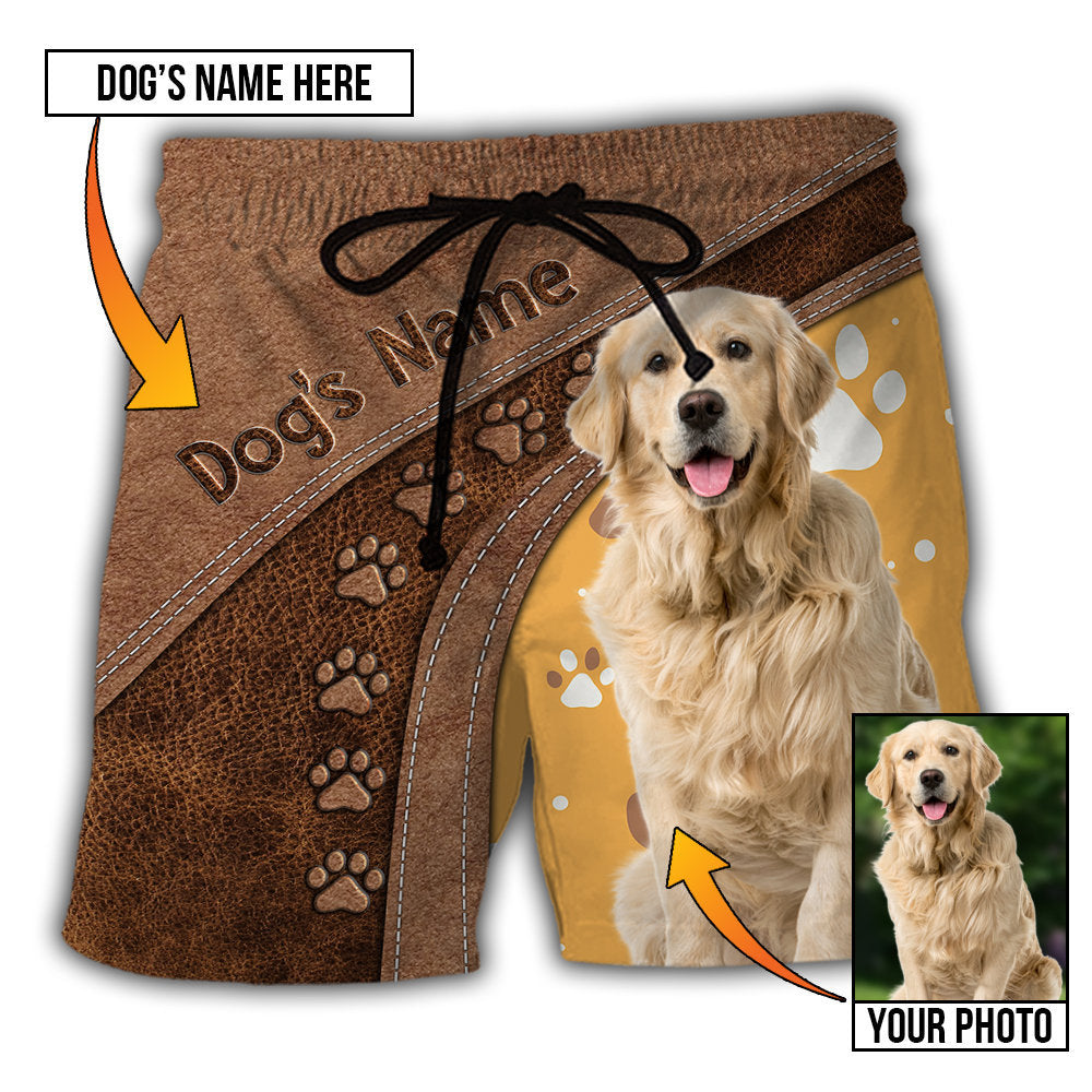 Dog Paw Various Leather Style Custom Photo Personalized - Beach Short