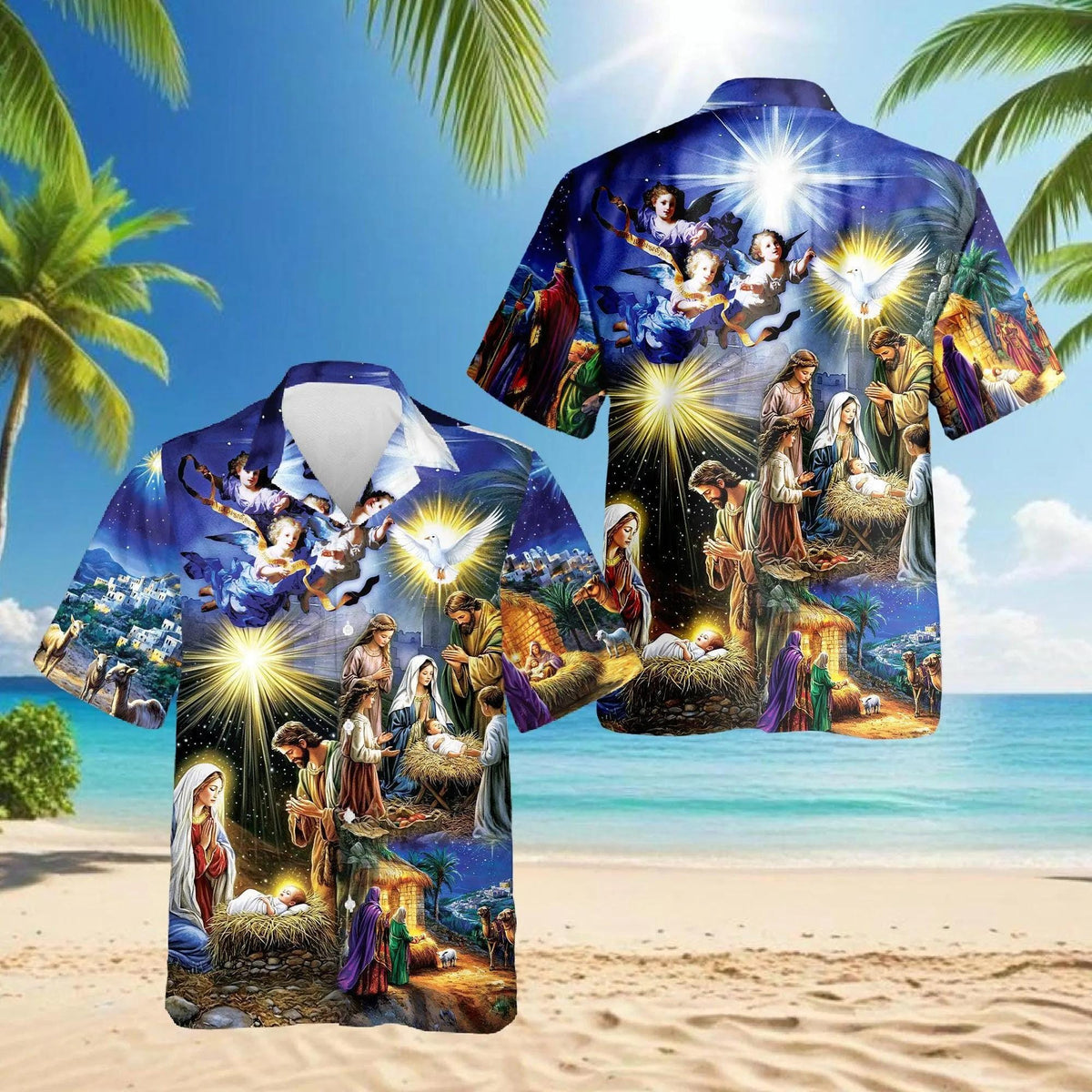 Christian Christmas Nativity Scene Jesus Birth – Hawaiian Shirt
