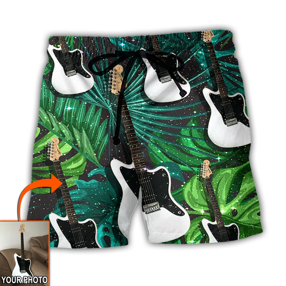 Guitar Various Style Tropical Floral Custom Photo - Beach Short