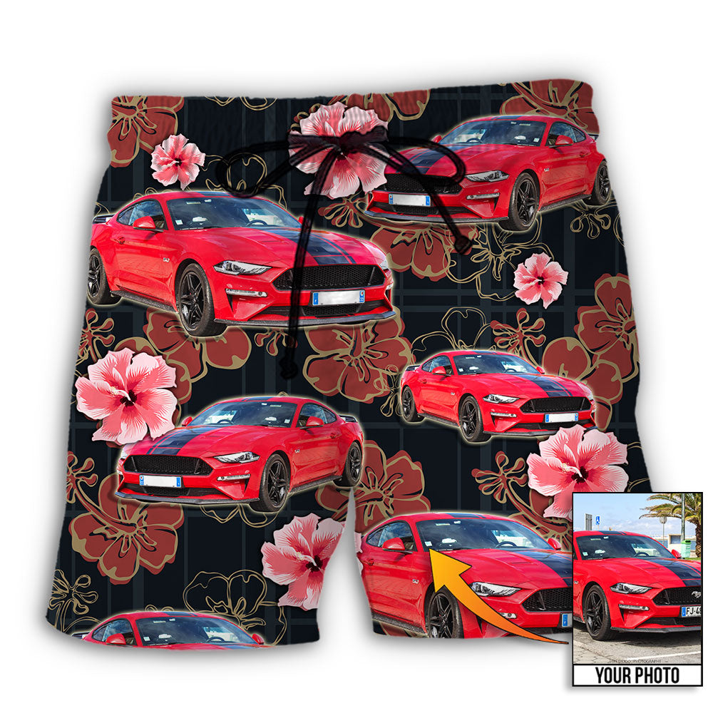 Car Floral Various Style Custom Photo – Beach Short