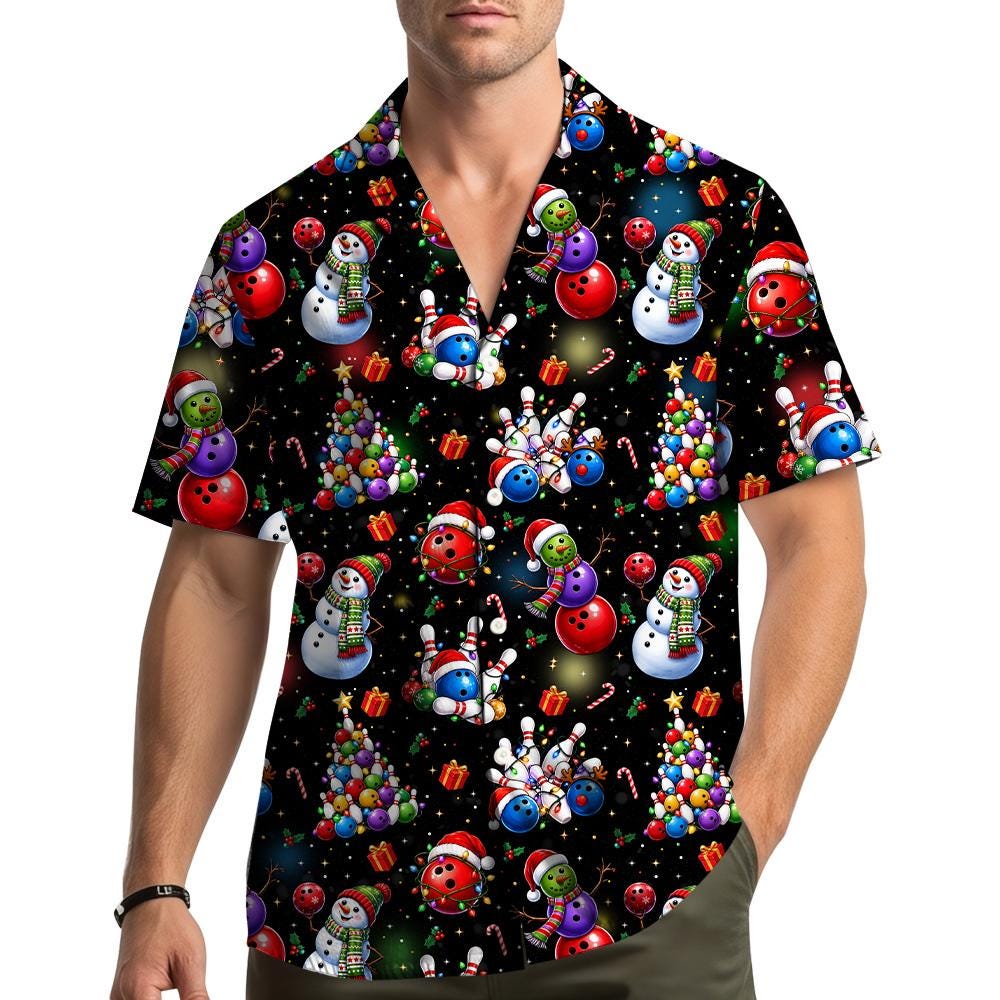Bowling Christmas Snowman Ball Pin Festive – Hawaiian Shirt