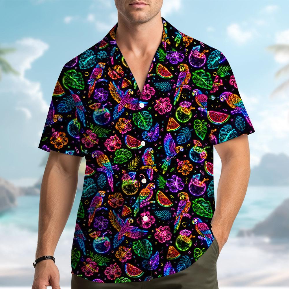 Tropical Parrot Pineapple Beach Luau Party – Hawaiian Shirt
