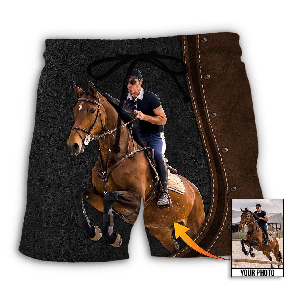 Horse Riding Leather Style Custom Photo – Beach Short