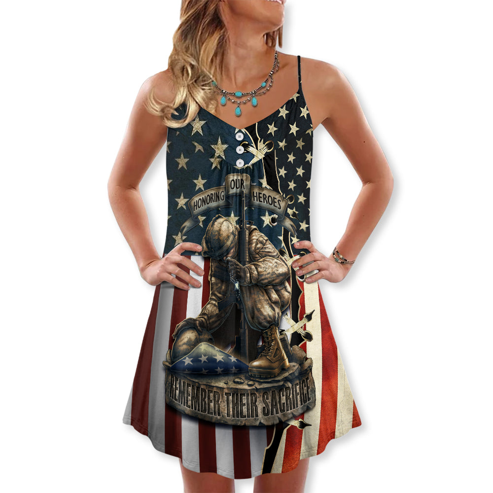 Honoring Our Heroes Tribute – Women's Summer Sleeveless V-Neck Camisole Dress