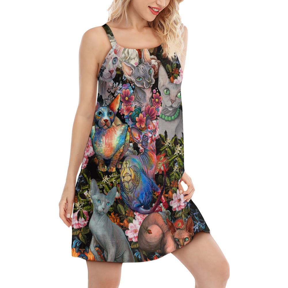 All I Need Is Sphynx Cat – Women's Summer Sleeveless V-Neck Camisole Dress