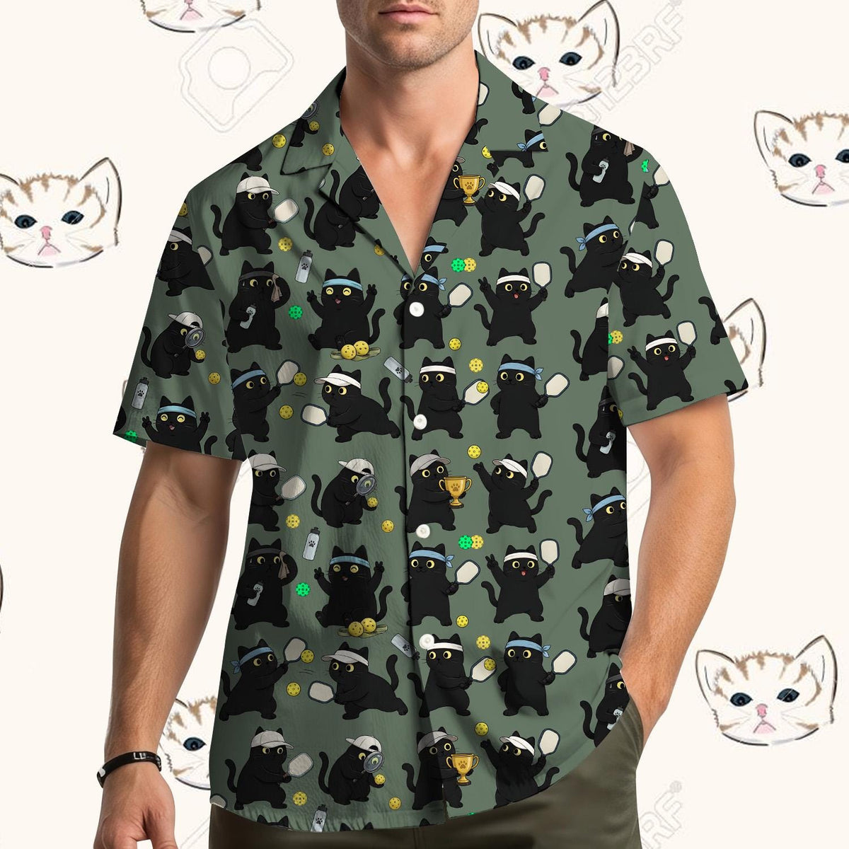 Black Cat Pickleball Funny Sports Tournament – Hawaiian Shirt