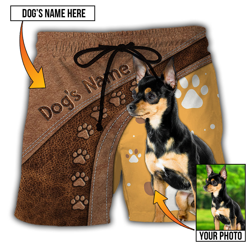 Dog Paw Brown Style Custom Photo Personalized – Beach Short