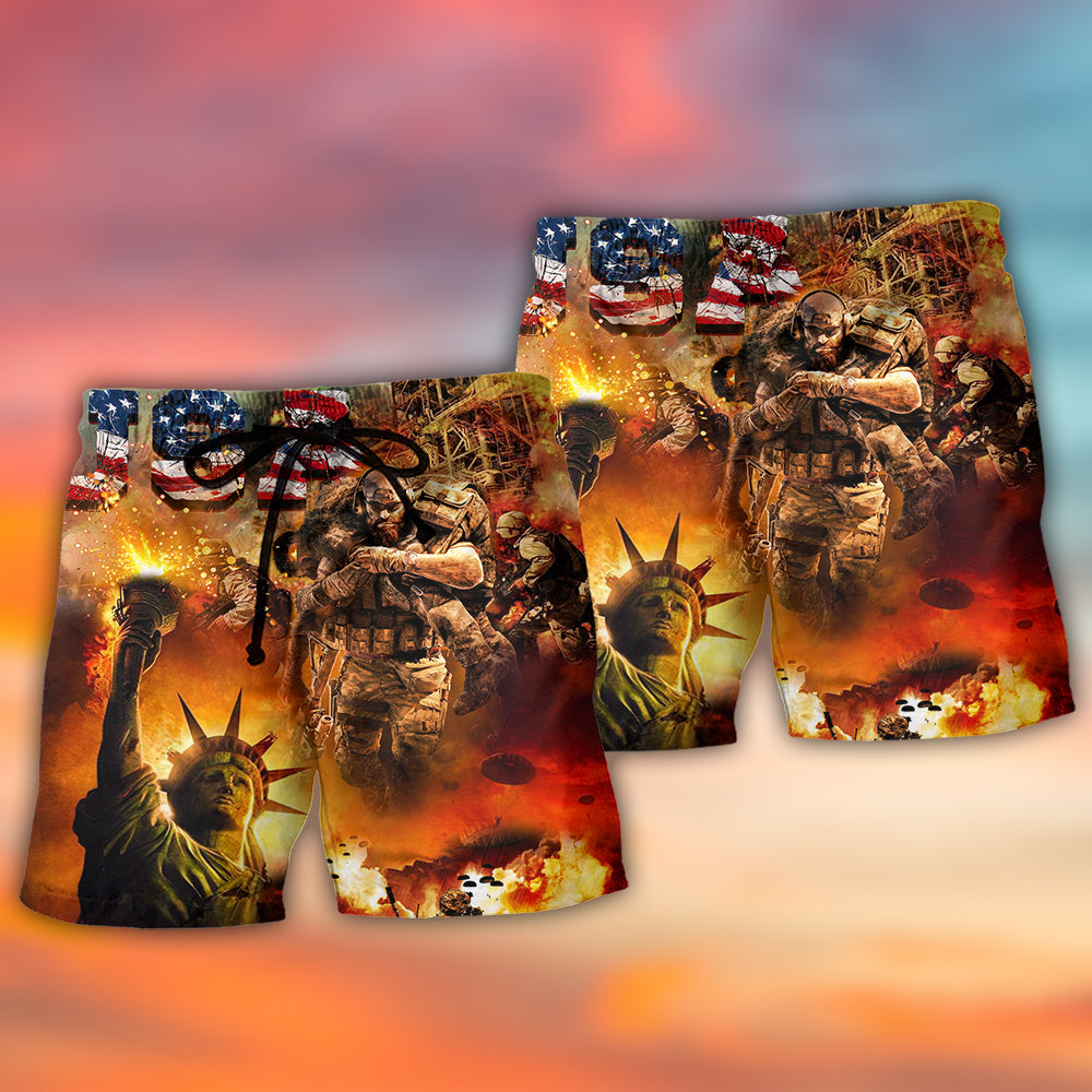 Veteran America Independence Day Veteran USA - Beach Short - BAES02NDN020622 - Owls Matrix LTD