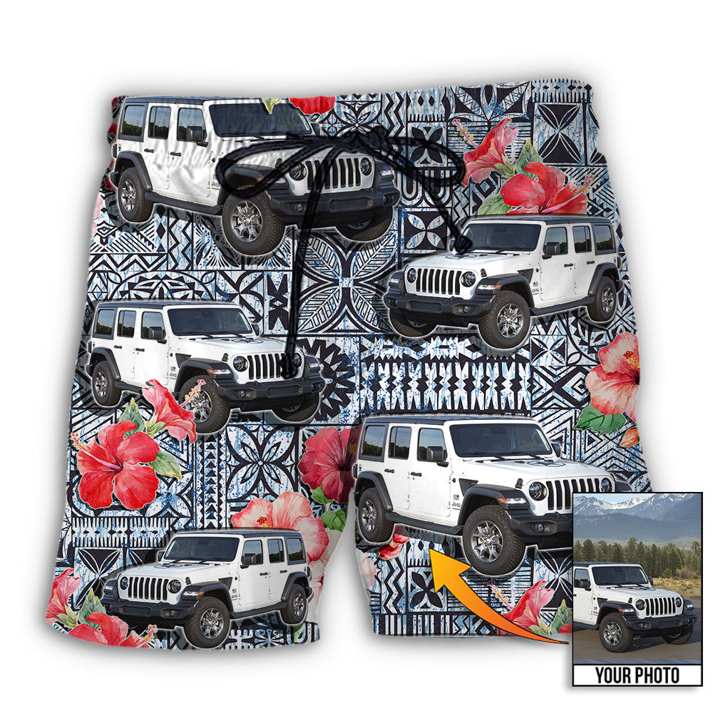 Car Floral Various Style Custom Photo – Beach Short
