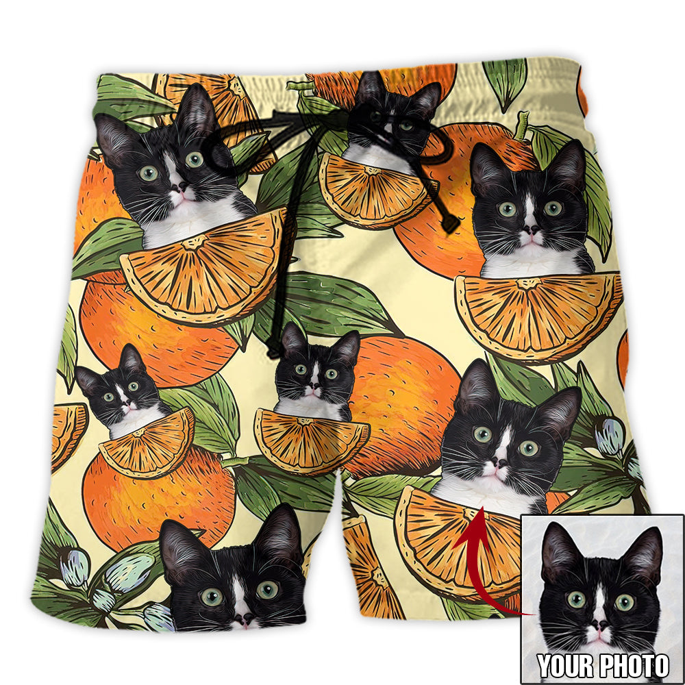 Cat Tropical Lover Various Style Custom Photo - Beach Short