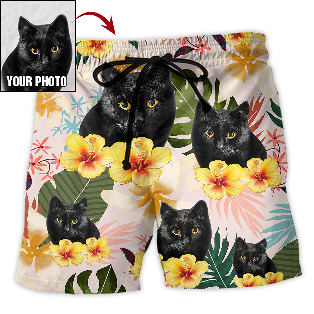 Cat Tropical Lover Various Style Custom Photo - Beach Short