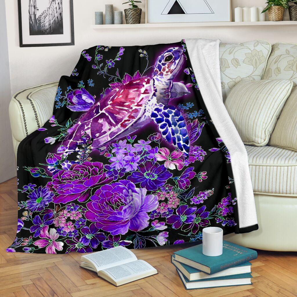 Turtle Purple Turtle Flannel Blanket For Warm Home Decor And Relaxation