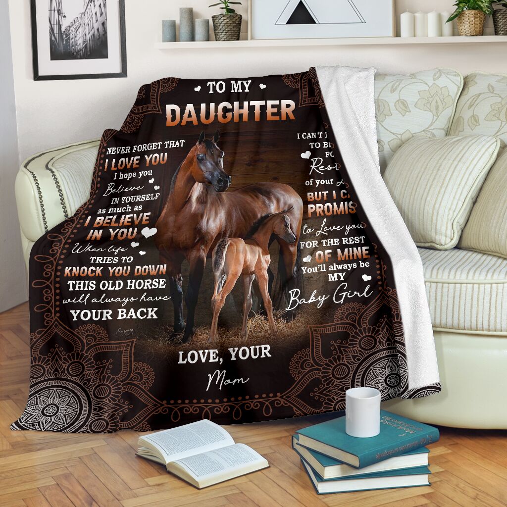 Horse To My Daughter Horse Brown Flannel Blanket For Warm Home Decor And Relaxation