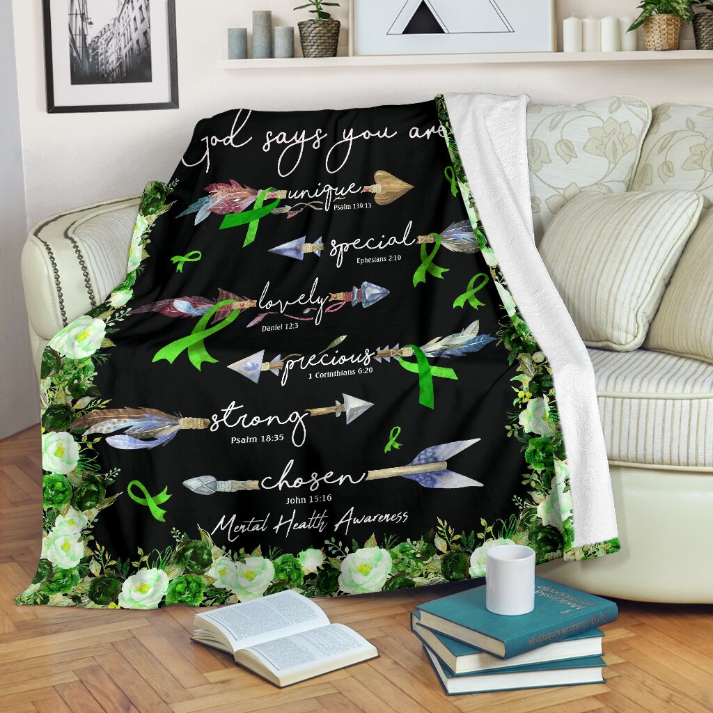 God Says You Are Mental Health Awareness Flannel Blanket For Warm Home Decor And Relaxation