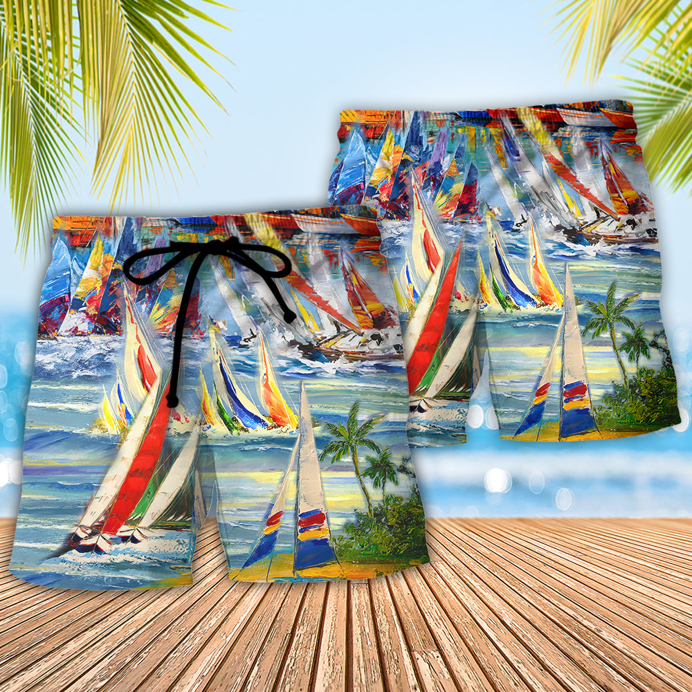 Sailing Ocean Escape Graphic With Calming Homecoming Feeling – Beach Short