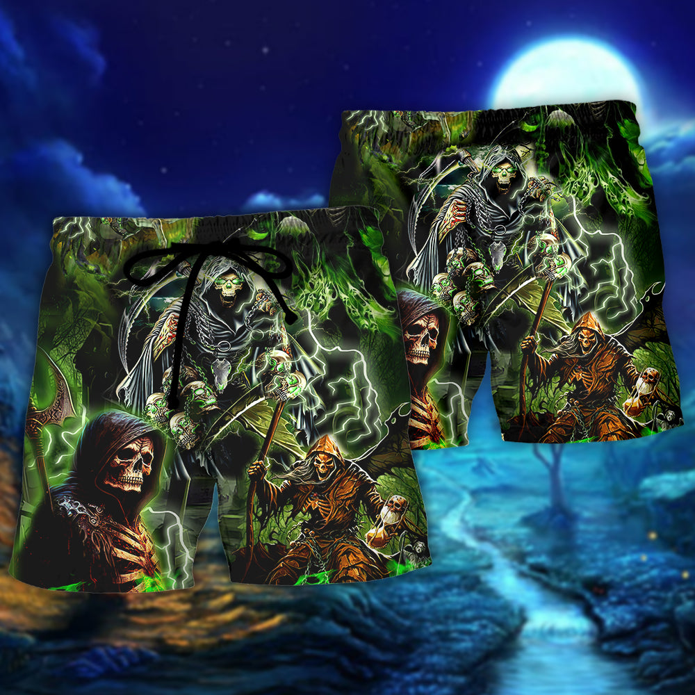 Skull Dark Humor Statement About Picking Up Trouble – Beach Short