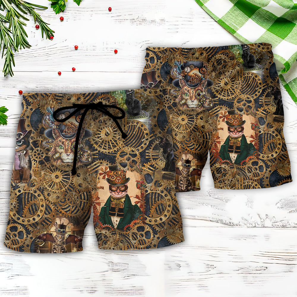 Cat Love Machine Vintage Style – Beach Short