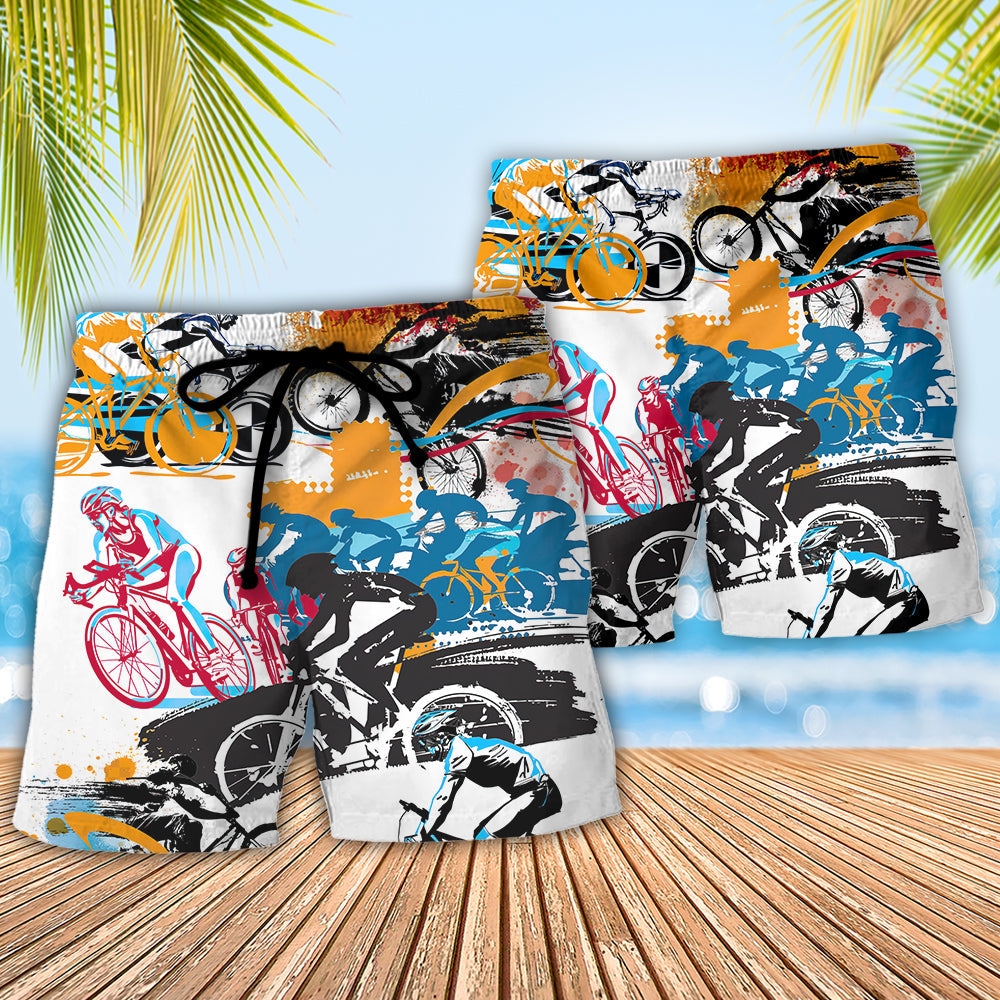 Bike Rides Funny Saved Me Biker Life Quote - Beach Short