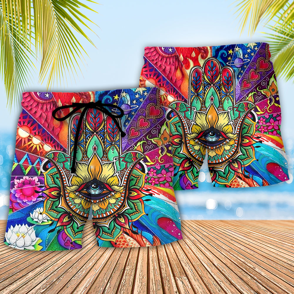 Yoga Hamsa An Eye Makes The World Go Blind Quote – Beach Short
