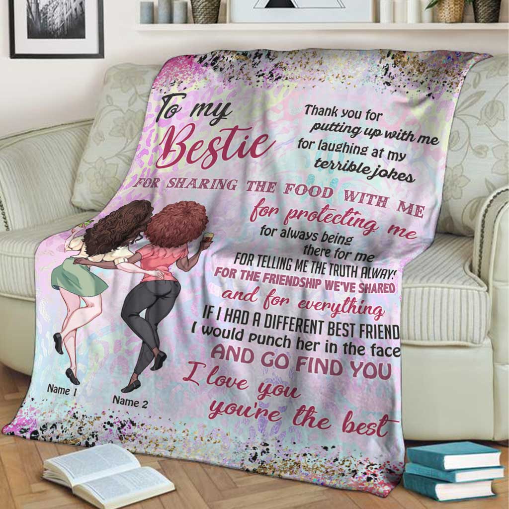 Bestie Love Beautiful Personalized Flannel Blanket For Bed Sofa And Reading Nook Decor