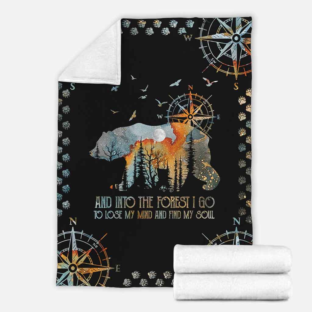 Camping And Into The Forest I Go With Bear Flannel Blanket For Cozy Home Lounging And Gifting