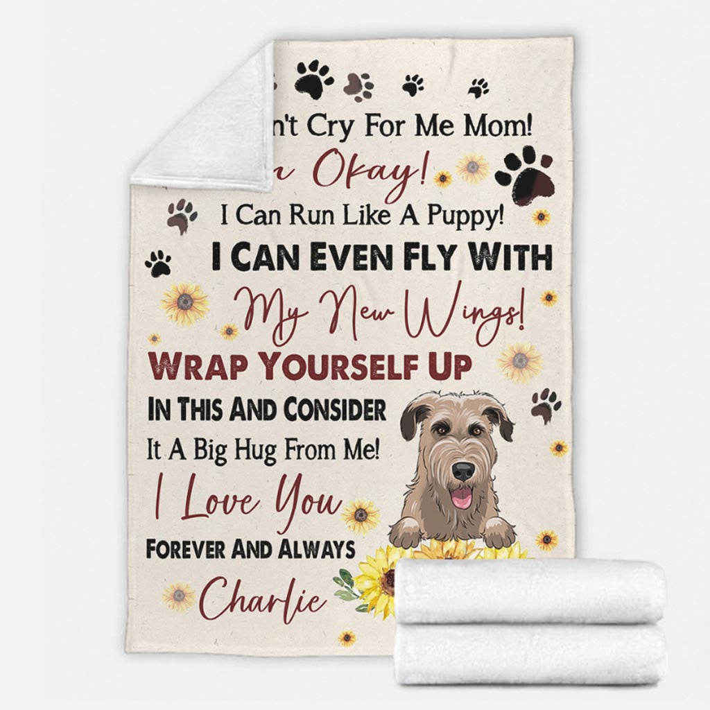 Wheaten Terrier Don't Cry For Me Mom Personalized Flannel Blanket For Cozy Home Lounging And Gifting