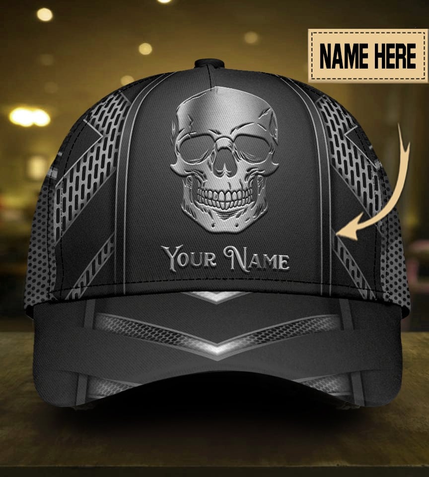 Black White Cool Skull Personalized – Classic Cap