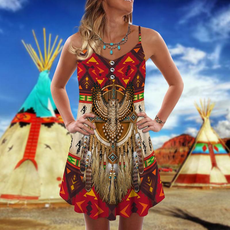 Native Owls Summer Vibes Limited 5 – Women's Summer Sleeveless V-Neck Camisole Dress