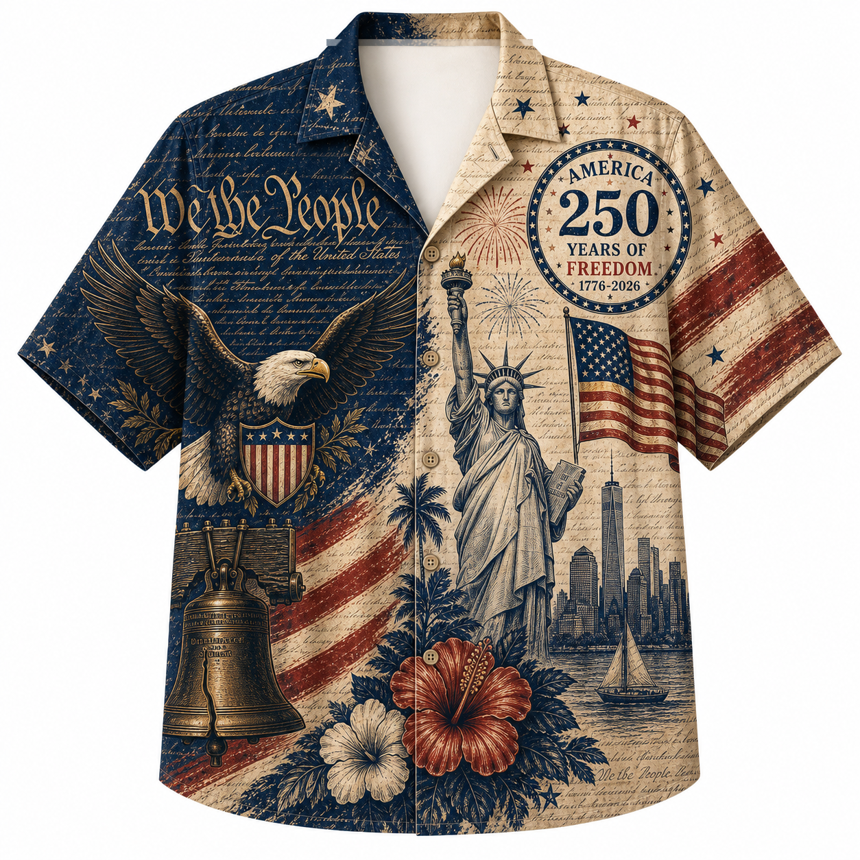 America 250th We The People Design Hawaiian Shirt