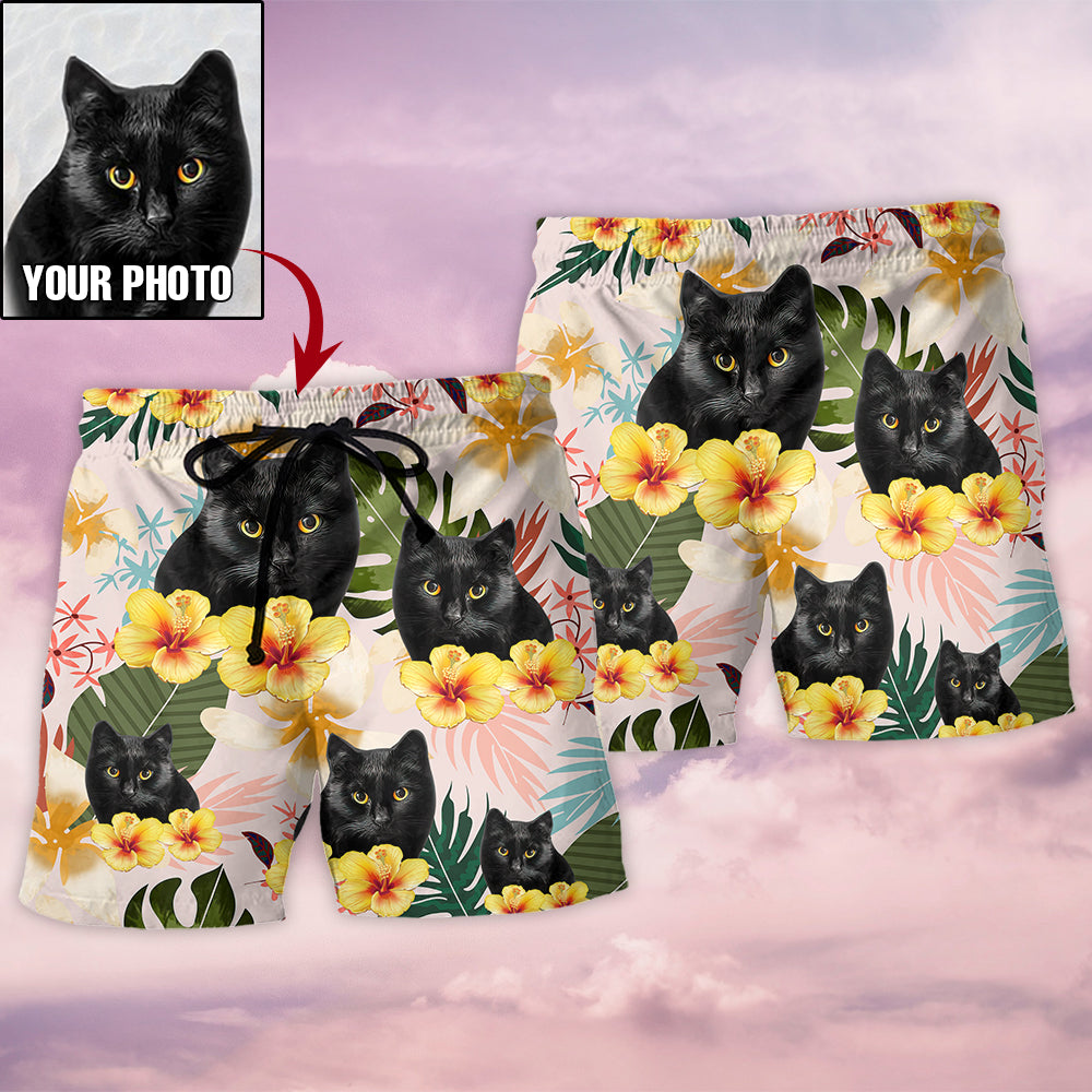 Cat Tropical Lover Various Style Custom Photo - Beach Short