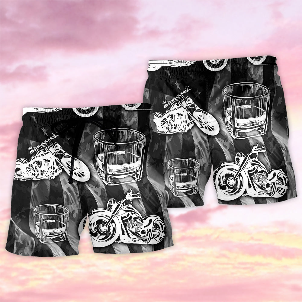 Motorcycle And Whiskey I Like - Beach Short - Owls Matrix LTD