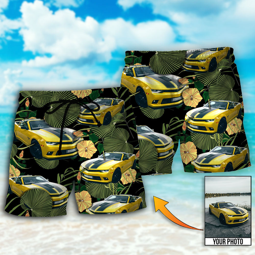 Car Floral Various Style Custom Photo – Beach Short