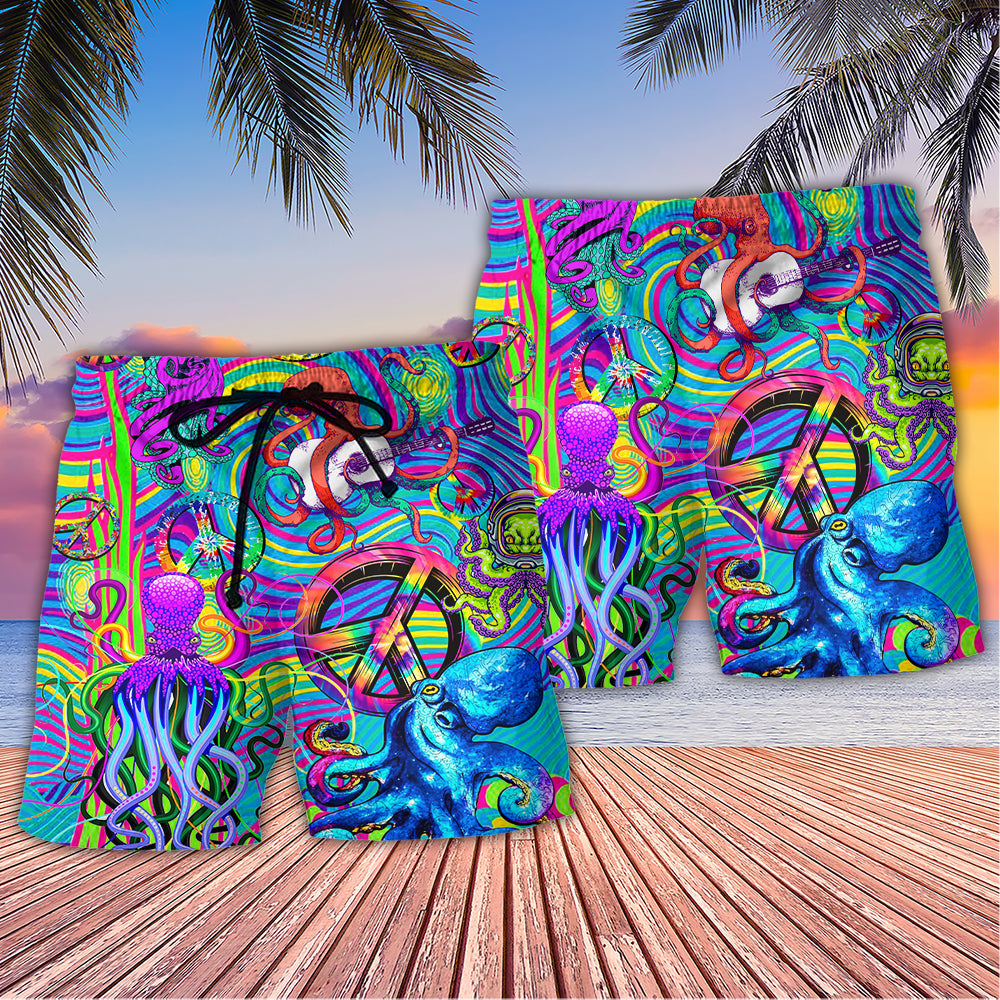 Hippie Octopus Colorful Tie Dye Art – Beach Short