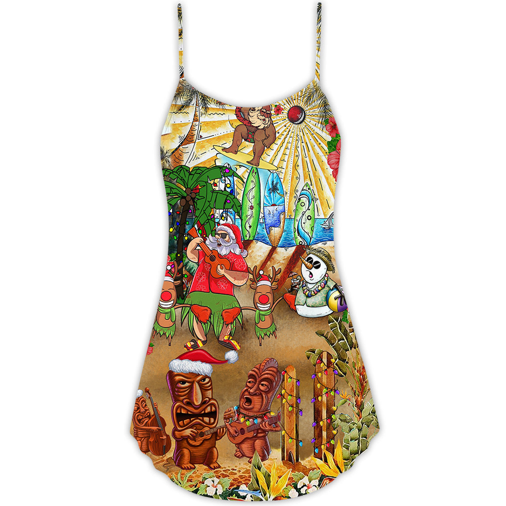 Christmas Tiki Island Holiday Vibes – Women's Summer Sleeveless V-Neck Camisole Dress