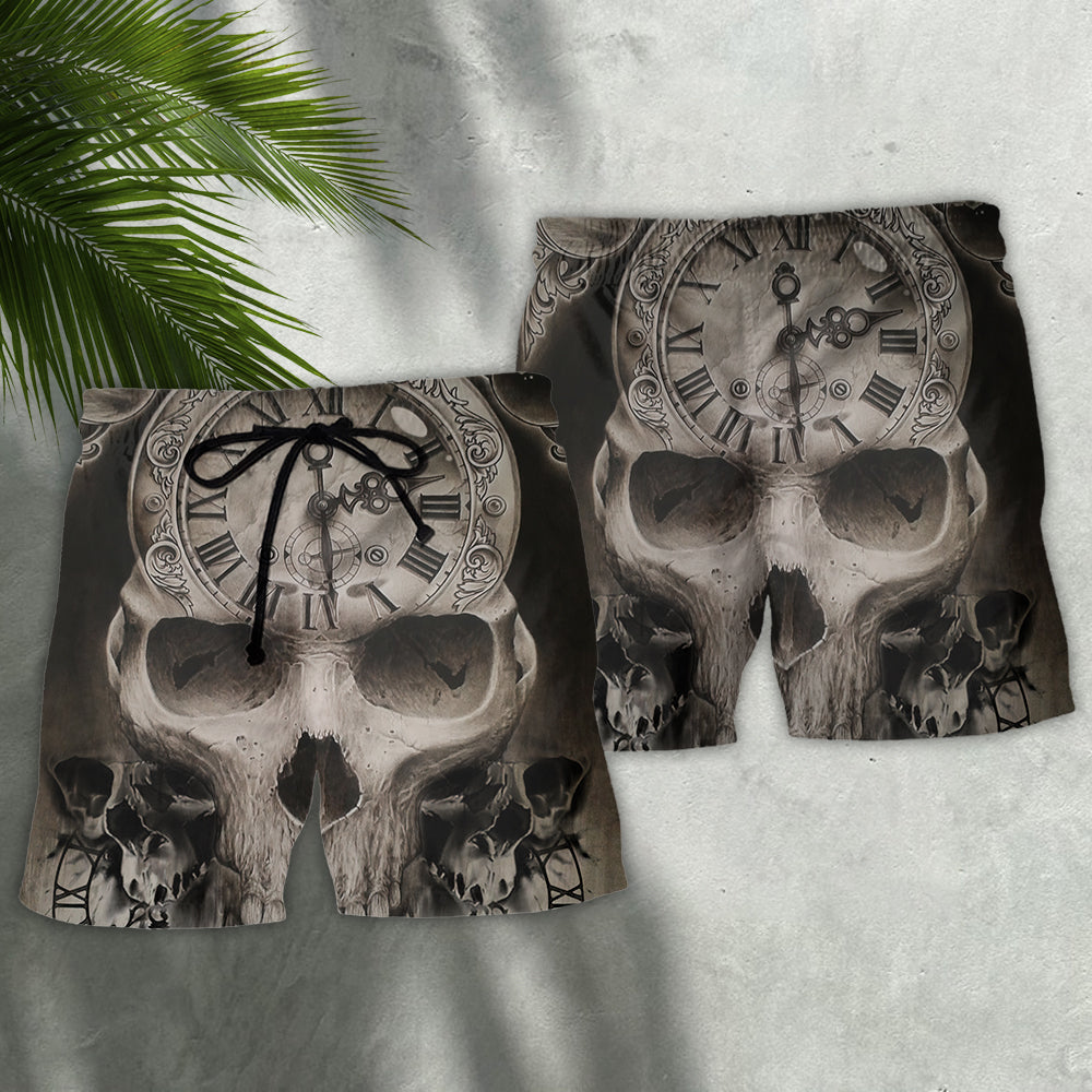 Skull This Time Is Ending Dark Art – Beach Short