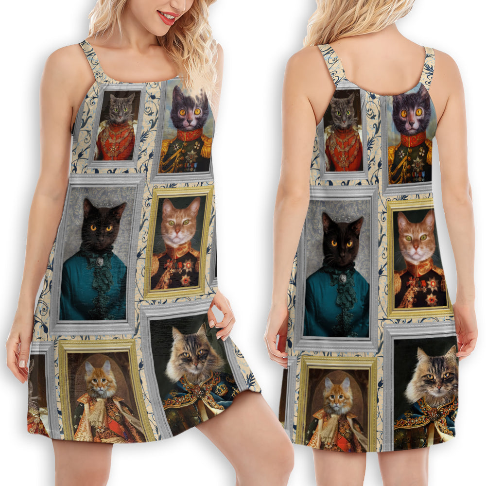 Noble Aristocrat Cat Style – Women's Summer Sleeveless V-Neck Camisole Dress