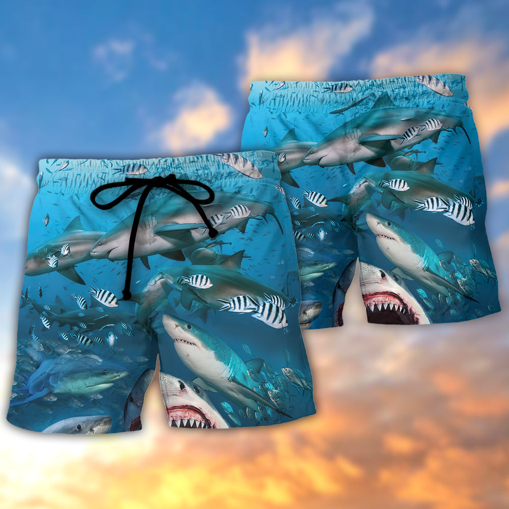 Sharks Hunting Together Ocean Life – Beach Short