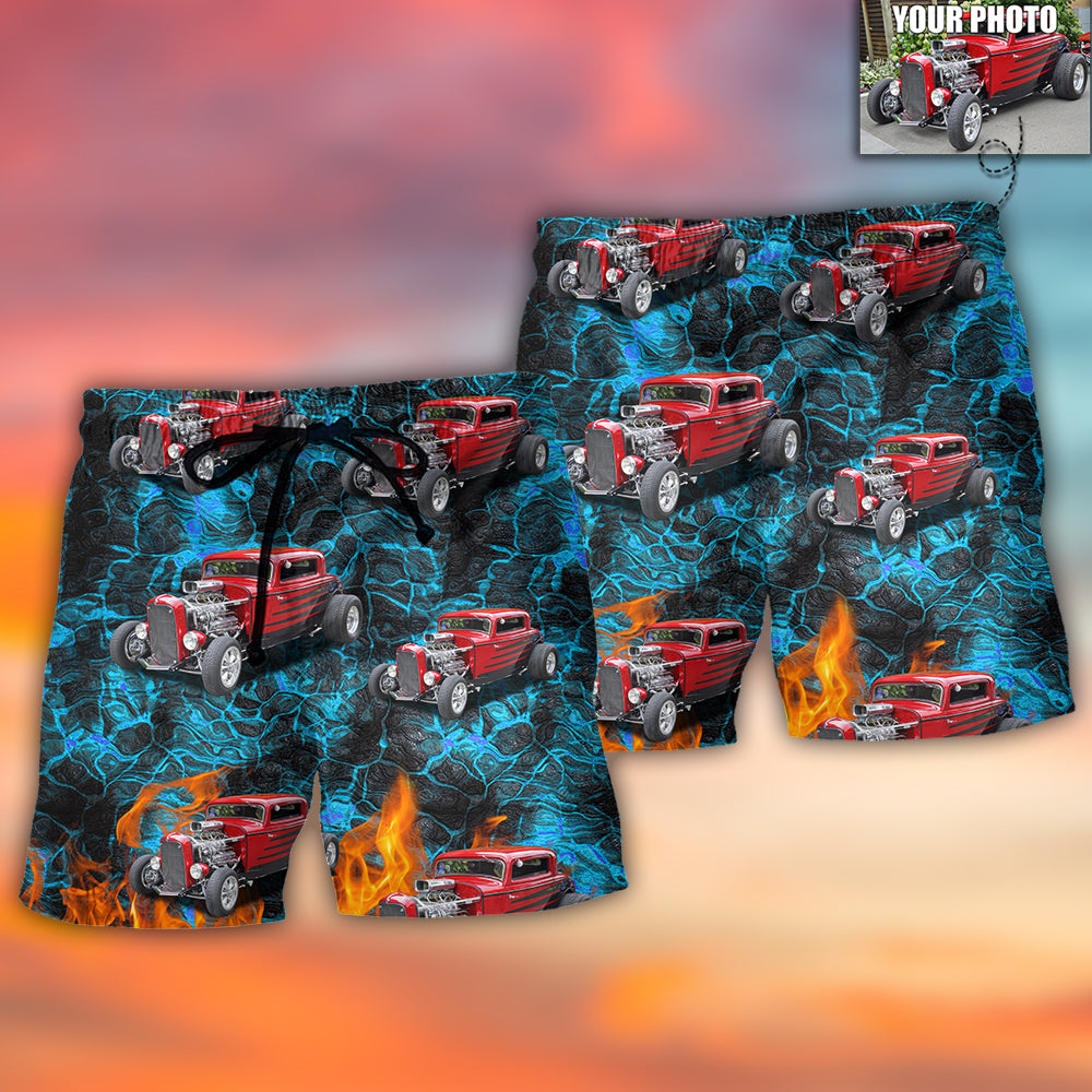 Hot Rod Lover Various Style Custom Photo – Beach Short