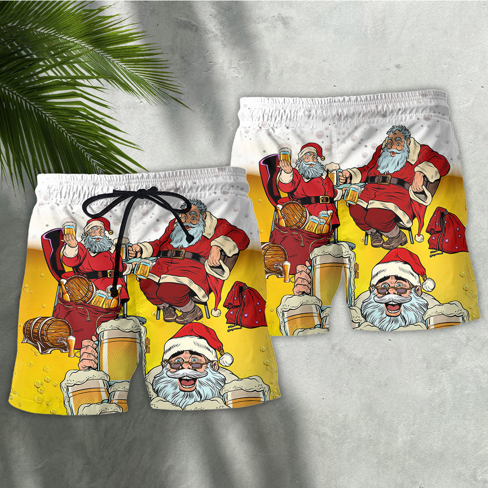 Christmas Santa Wants More Beer Funny Holiday – Beach Short