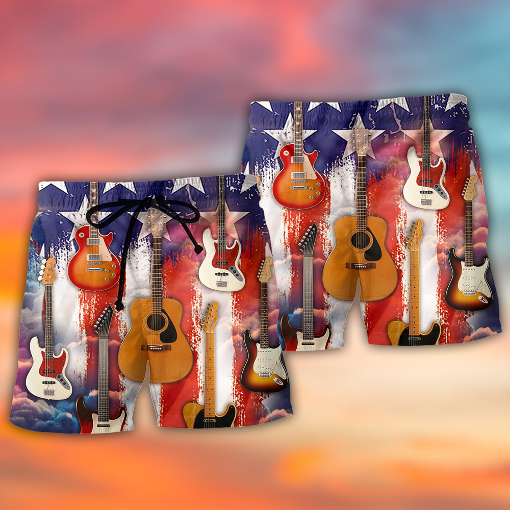 Guitar USA Star Independence Day - Beach Short