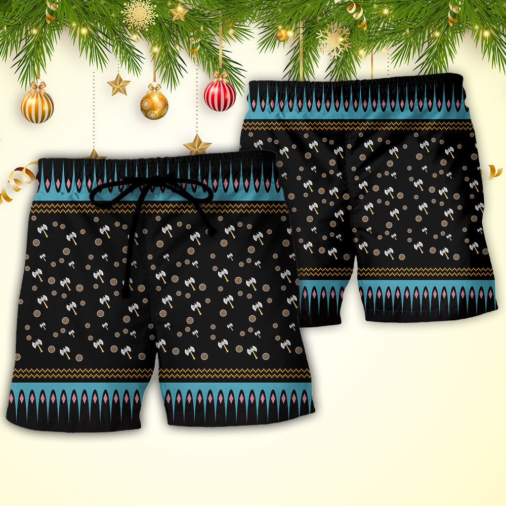 Viking Christmas Deck The Halls With Axes Shields - Beach Short