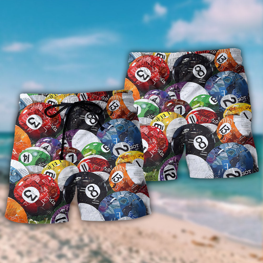 Classic Billiard Balls Pool Play Art – Beach Short