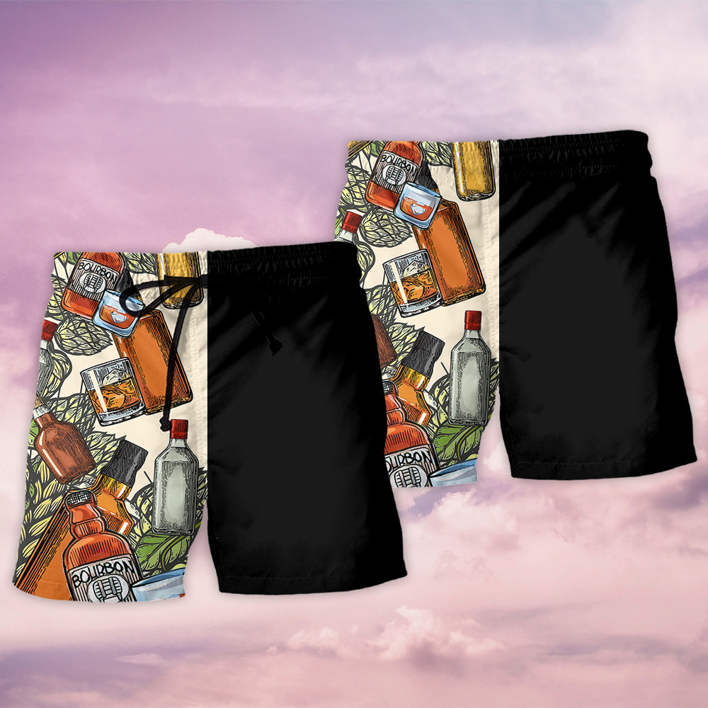 Wine Hunting I Like Bourbon - Beach Short - Owls Matrix LTD